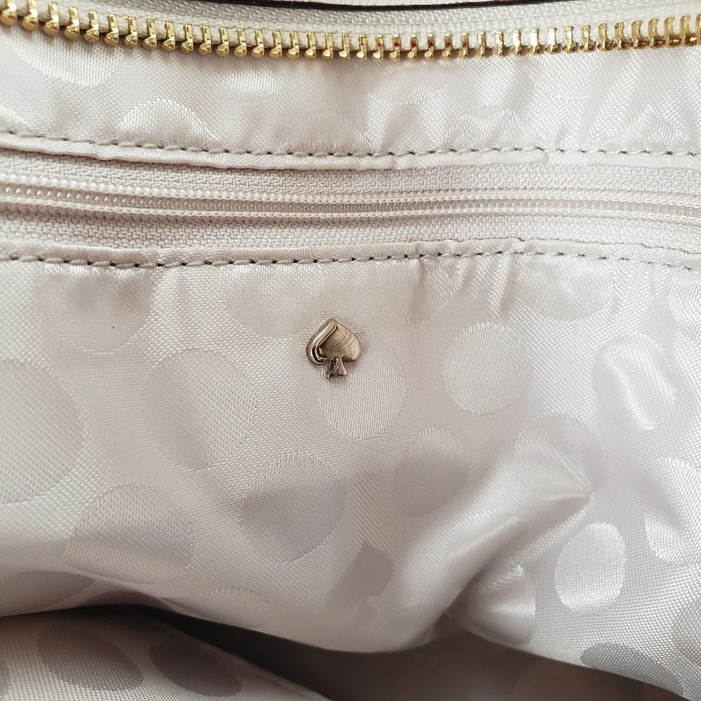 Kate Spade HUGE Cream Leather Tote Travel Bag Luggage Nuetral Normcore 19 x 11